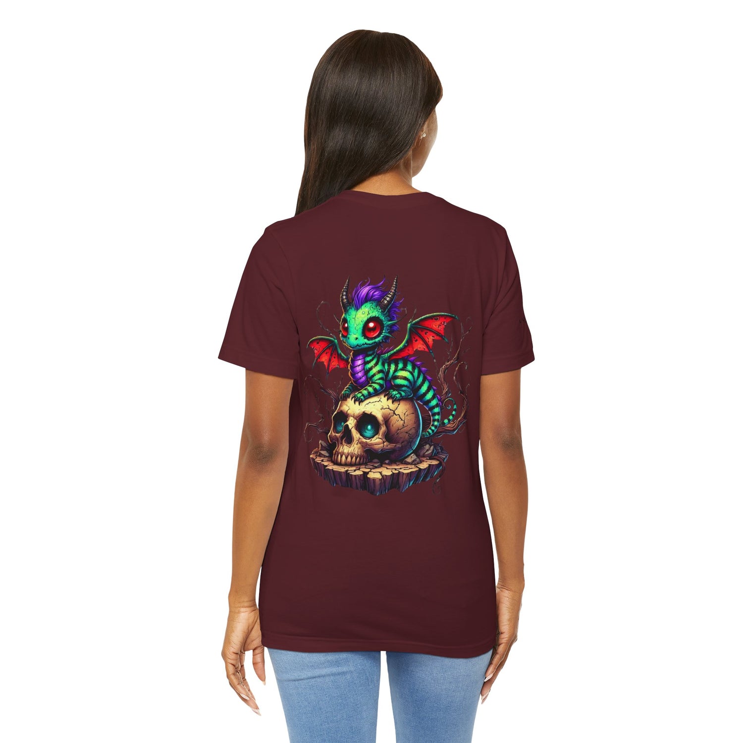 Drache auf Totenschädel Unisex Jersey TShirt