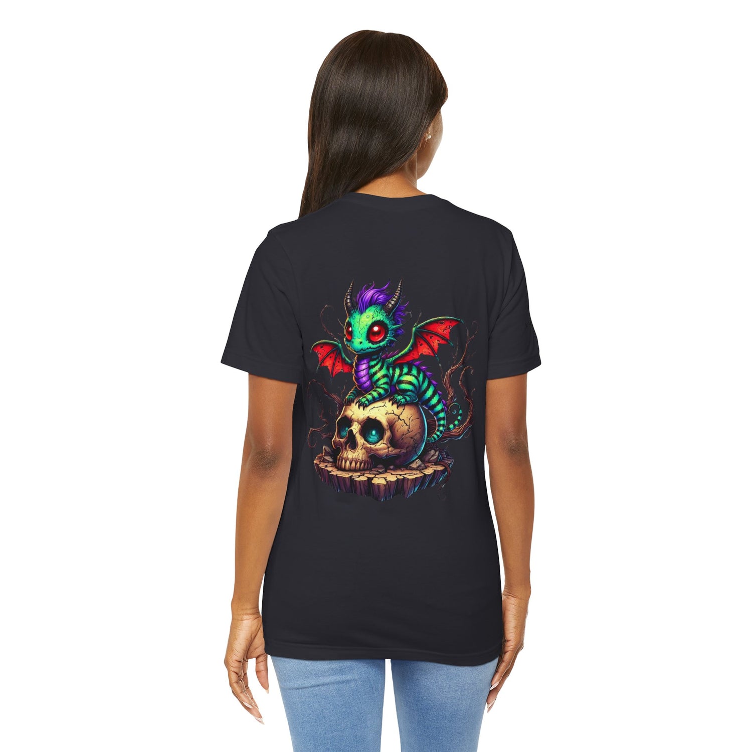 Drache auf Totenschädel Unisex Jersey TShirt