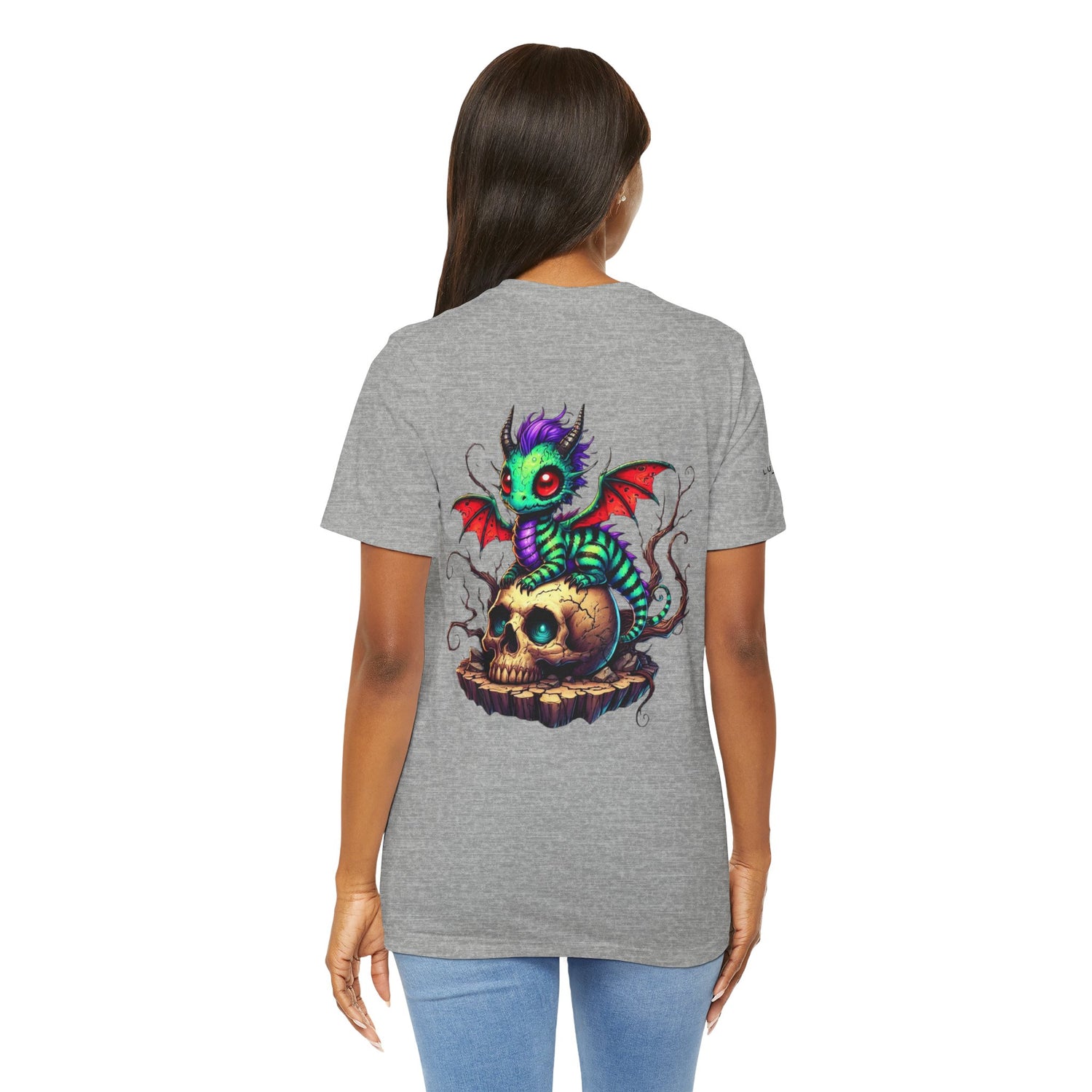 Drache auf Totenschädel Unisex Jersey TShirt