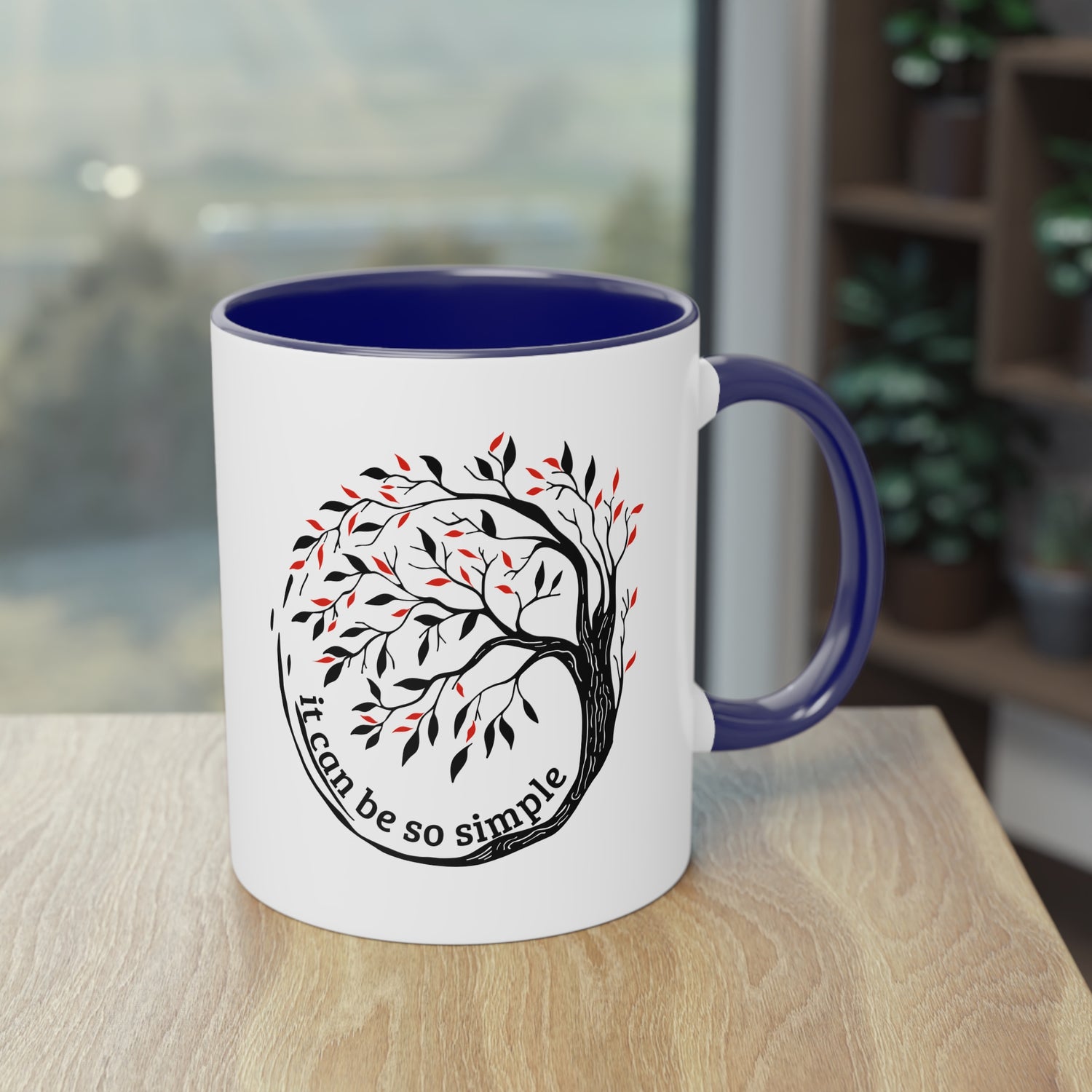 Elegante Keramiktasse – Baumdesign, zweifarbig, 11oz / 0.33 l