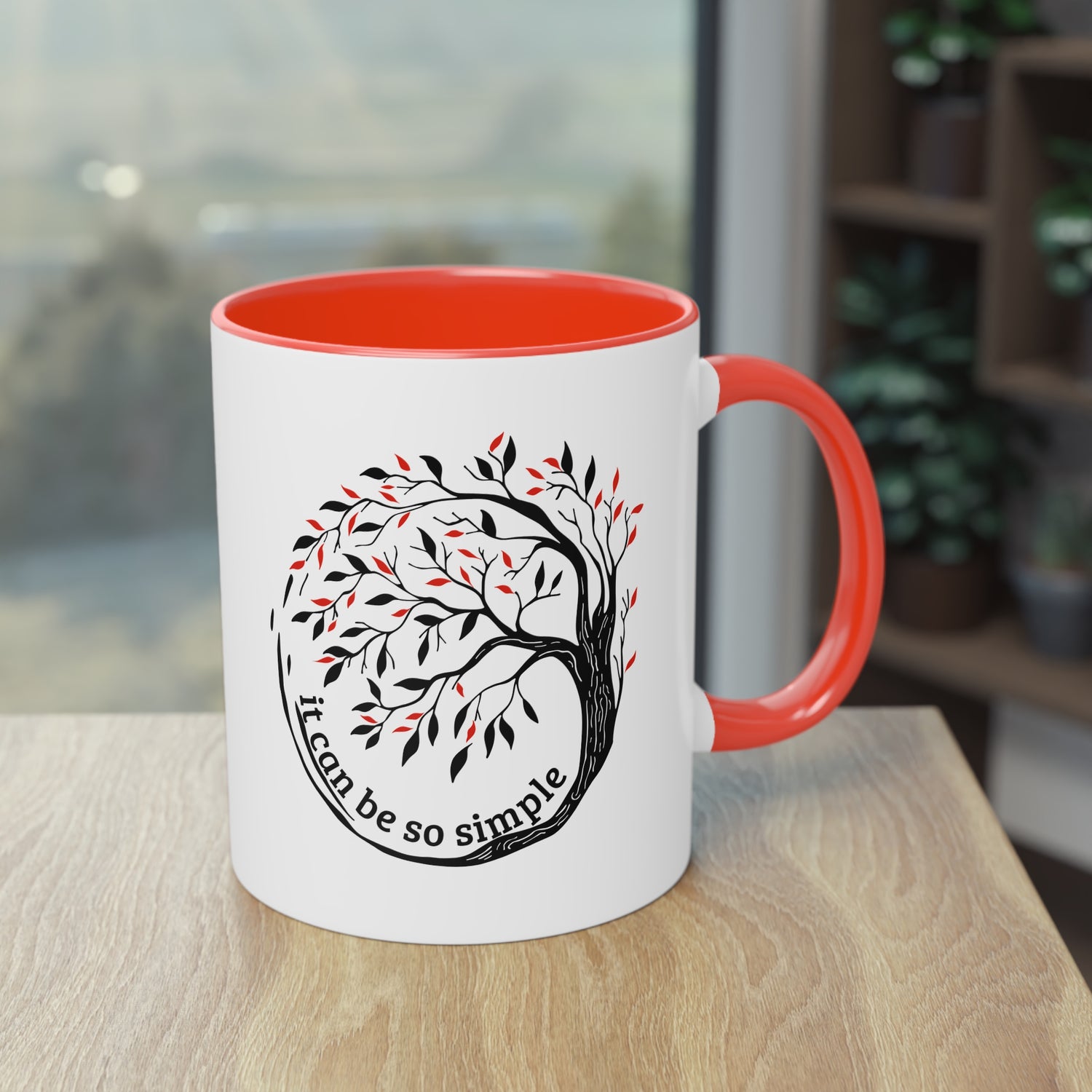 Elegante Keramiktasse – Baumdesign, zweifarbig, 11oz / 0.33 l