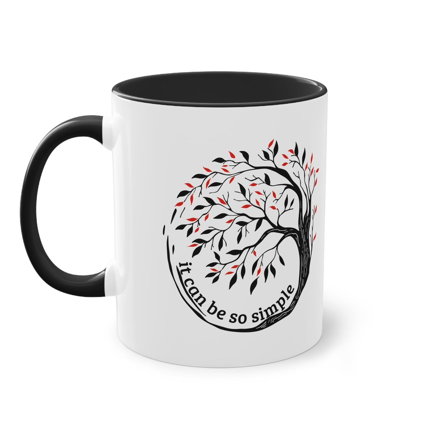 Elegante Keramiktasse – Baumdesign, zweifarbig, 11oz / 0.33 l