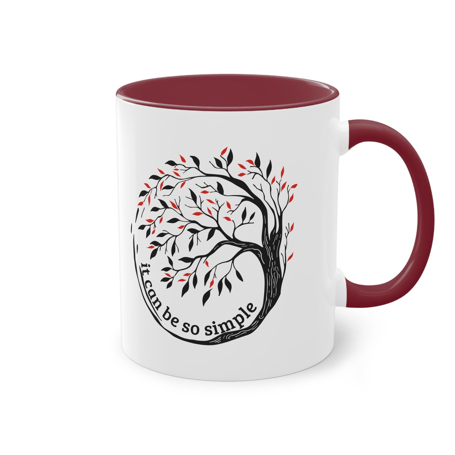 Elegante Keramiktasse – Baumdesign, zweifarbig, 11oz / 0.33 l