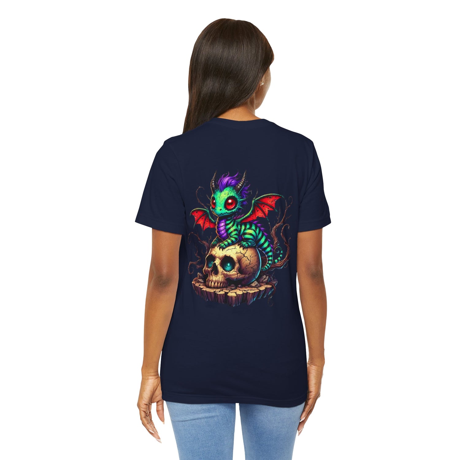 Drache auf Totenschädel Unisex Jersey TShirt