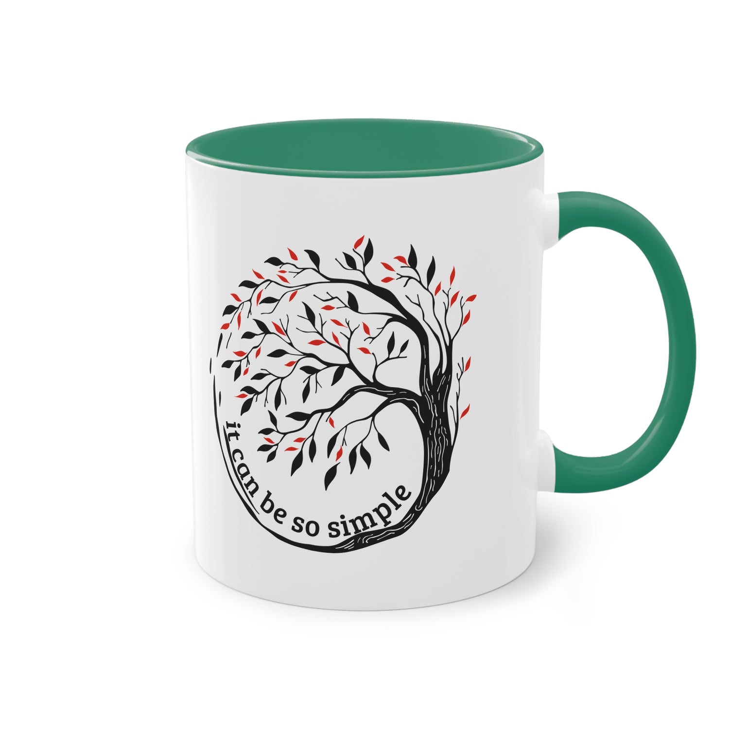 Elegante Keramiktasse – Baumdesign, zweifarbig, 11oz / 0.33 l