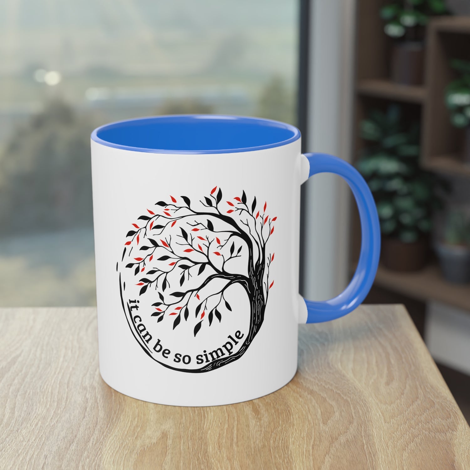 Elegante Keramiktasse – Baumdesign, zweifarbig, 11oz / 0.33 l