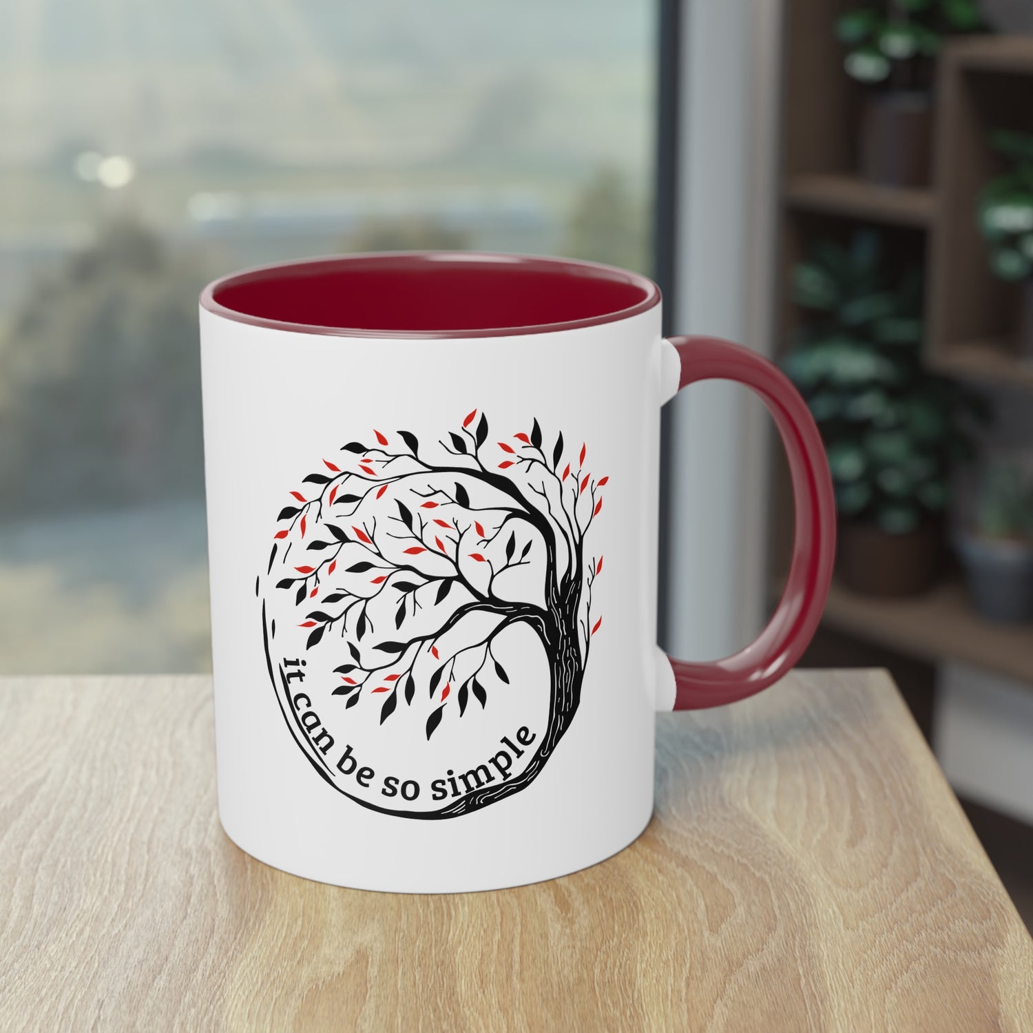 Elegante Keramiktasse – Baumdesign, zweifarbig, 11oz / 0.33 l