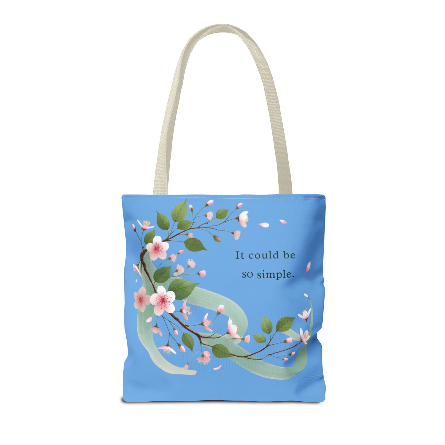 🌸 Einkaufstasche – Blaues Kirschblüten-Design „It could be so simple“, 3 Größen