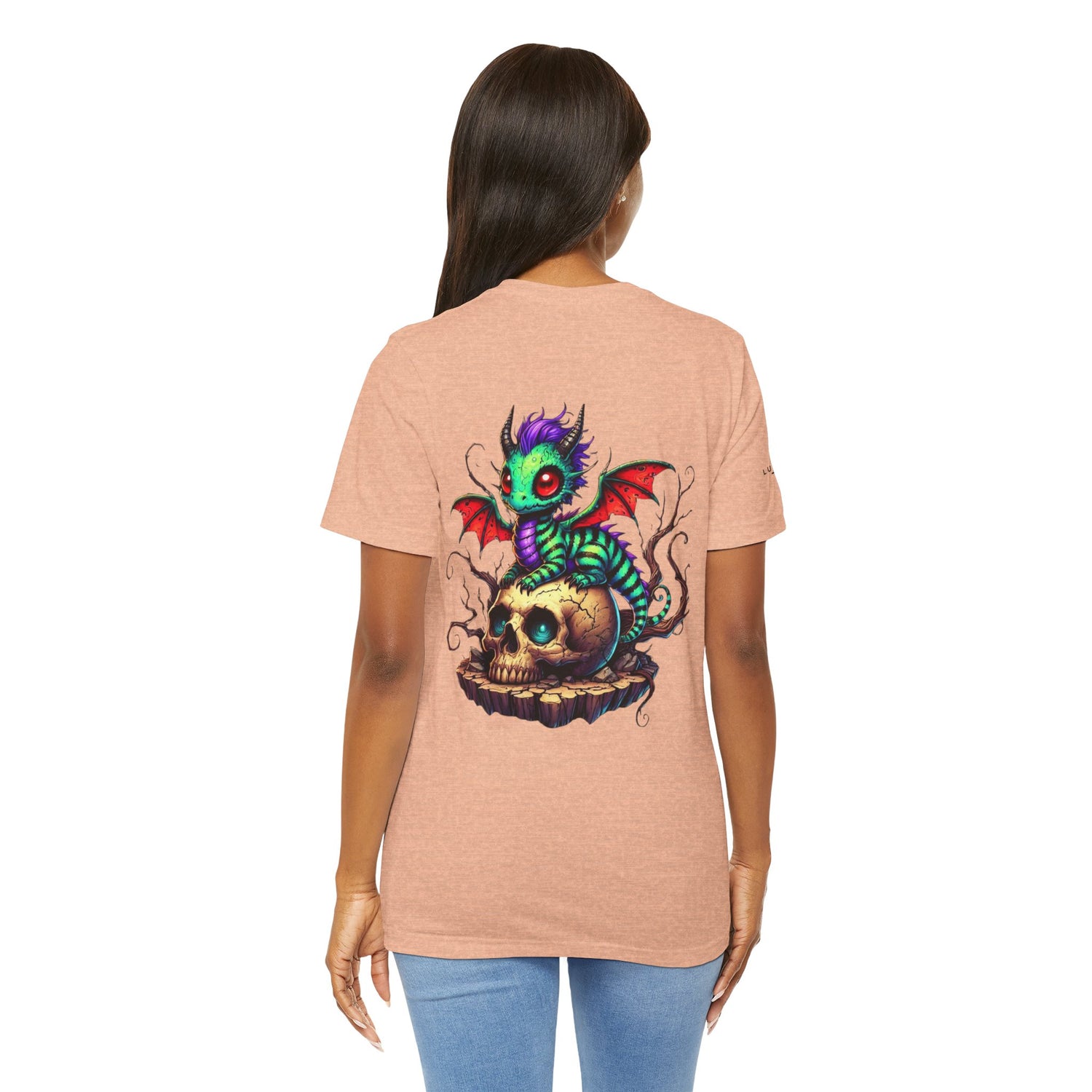 Drache auf Totenschädel Unisex Jersey TShirt
