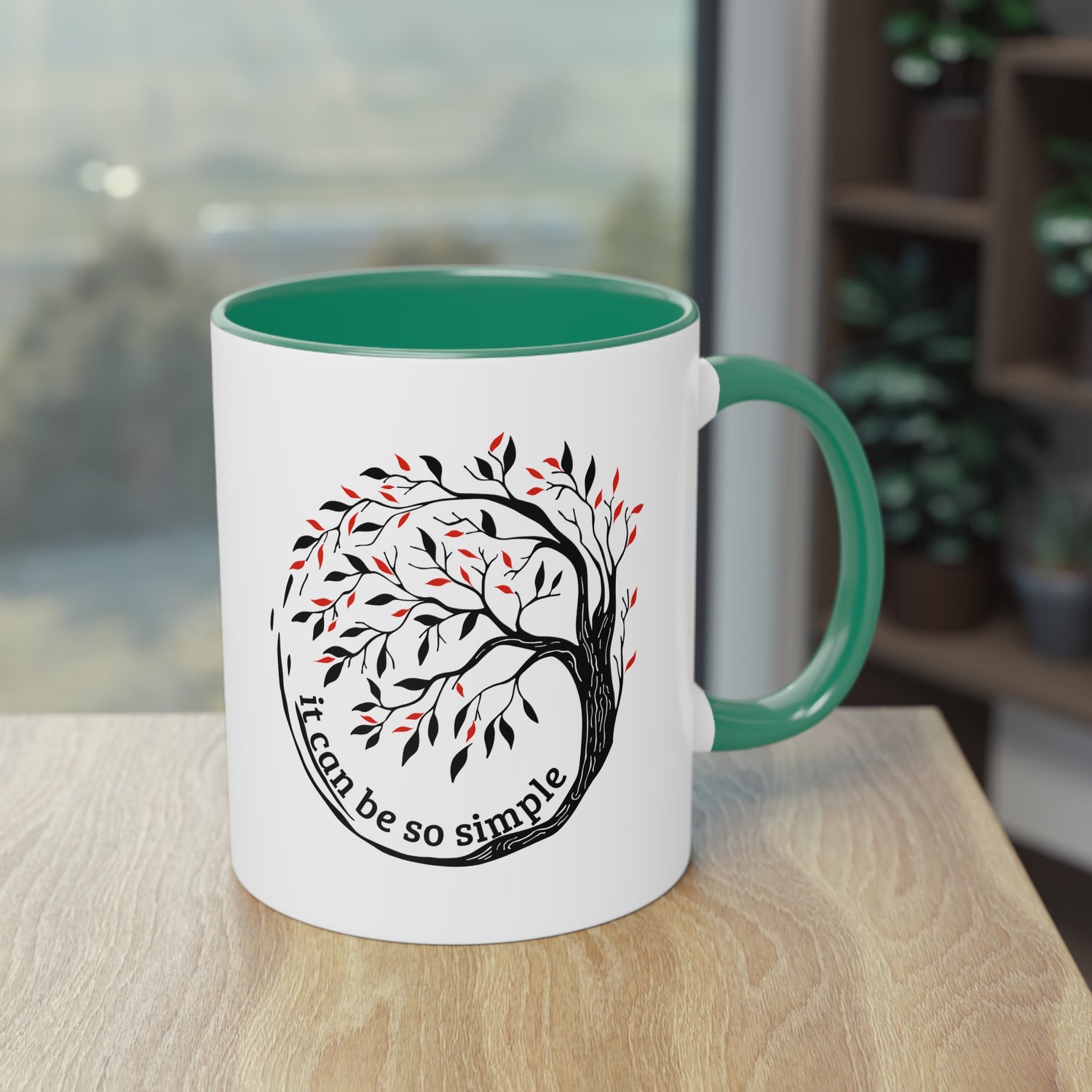 Elegante Keramiktasse – Baumdesign, zweifarbig, 11oz / 0.33 l