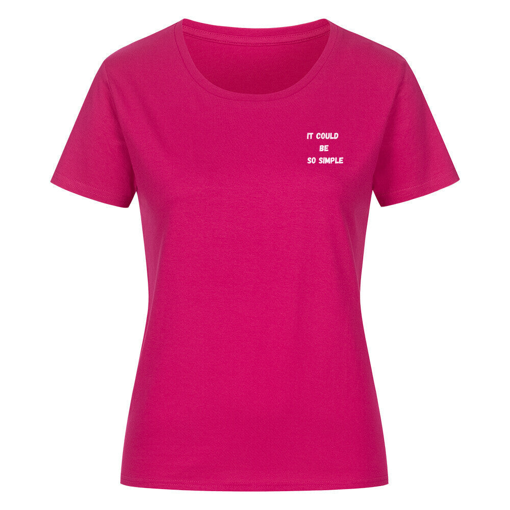 Klassisches Damen-T-Shirt in pink, 100% Bio-Baumwolle, mit Schriftzug