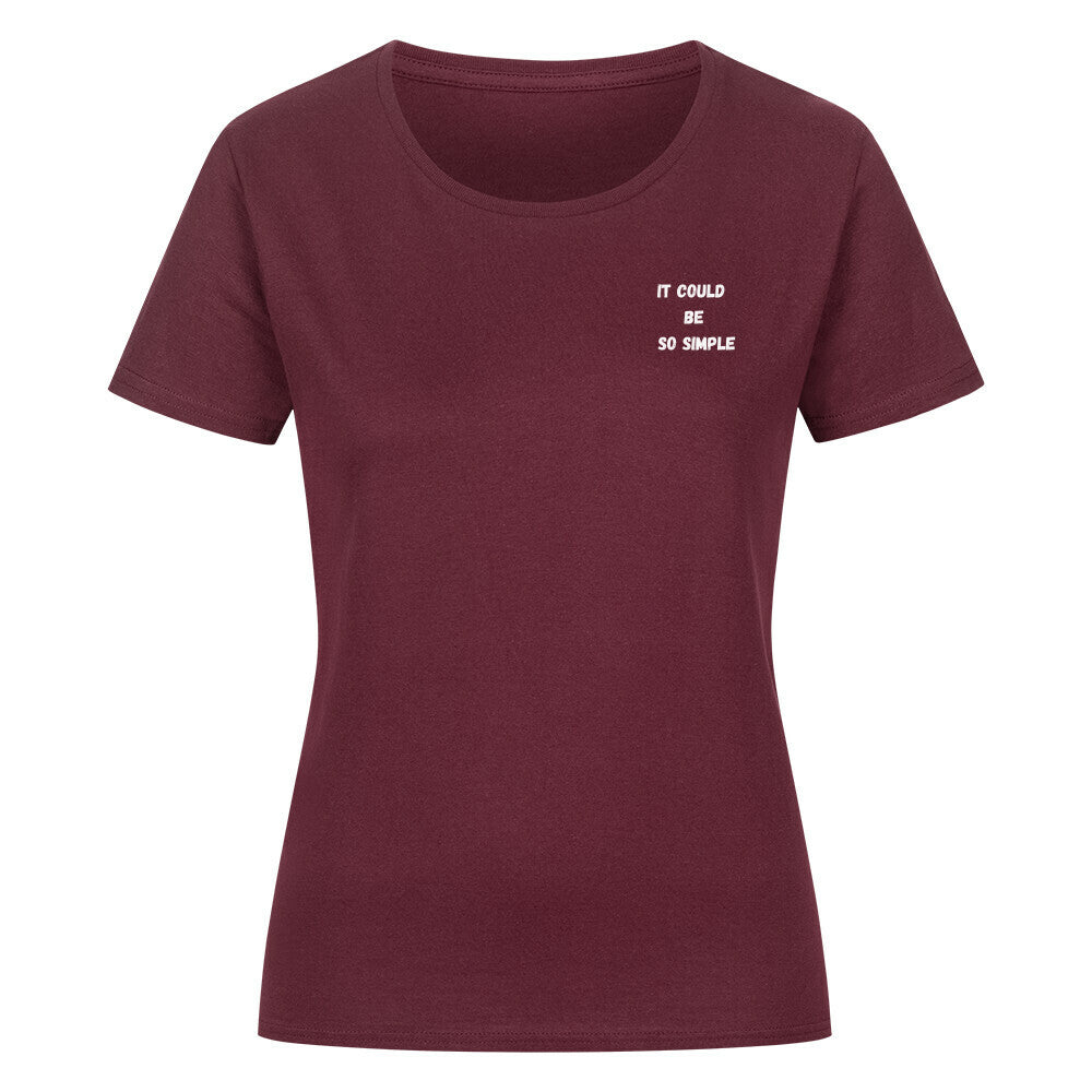 Klassisches Damen-T-Shirt, 100% Bio-Baumwolle, Bordeaux, normaler Passform.