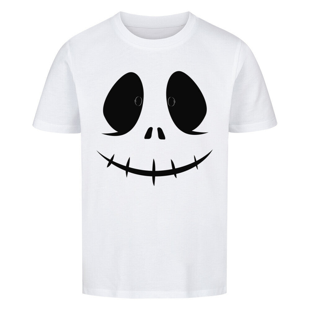 Eco-friendly Halloween kids T-shirt with spooky face design, made from premium organic cotton.