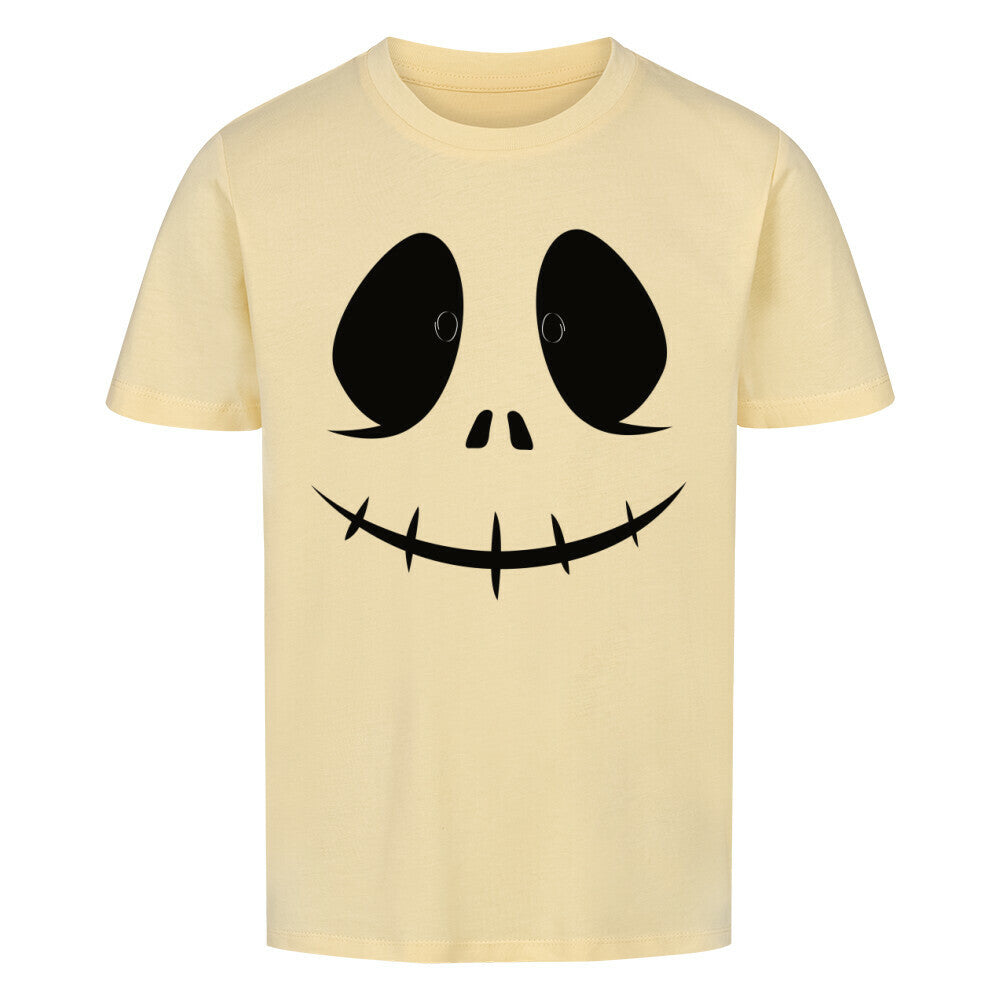 Nachhaltiges Premium Kinder Halloween T-Shirt aus Bio-Baumwolle mit Gesichtsmotiv.