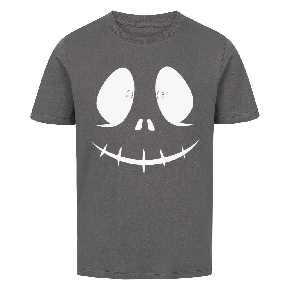 Nachhaltige Halloween Kinder T-Shirt aus Bio-Baumwolle mit lustigem Gesichtsmotiv.