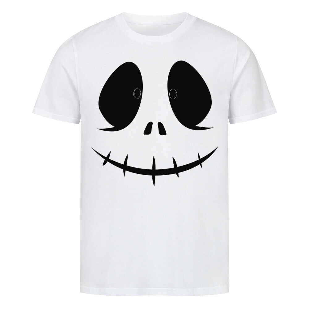 Unisex sustainable Halloween shirt with Jack Skellington design, 100% organic cotton.