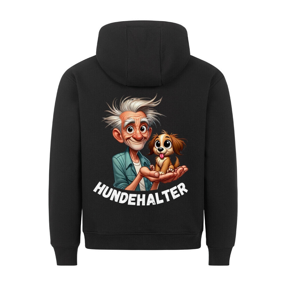 Unisex Hundehalter Reißverschluss Hoodie in schwarz mit Hundemotiv.