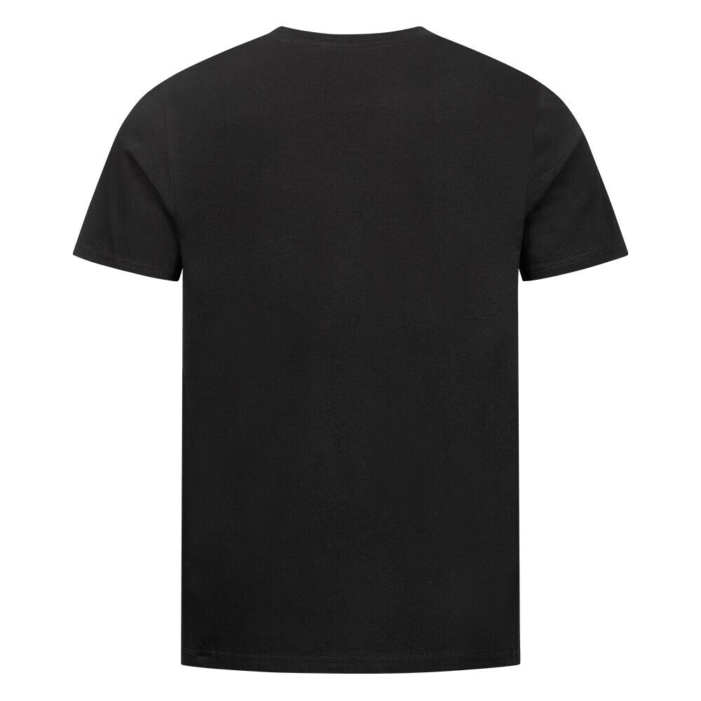 Frisbee unisex shirt in black, 100% organic cotton, back view.