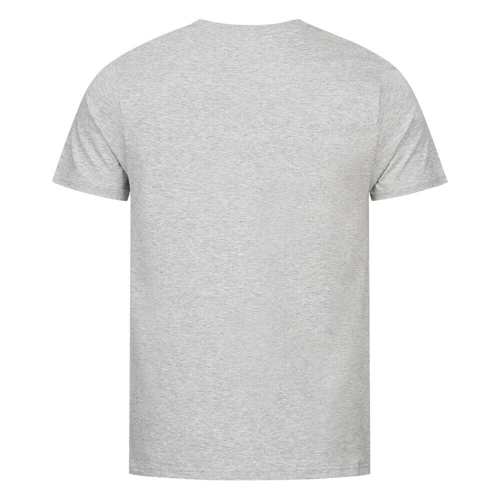Gray unisex shirt made from 100% organic cotton with ribbed neckline.