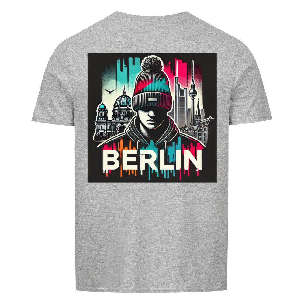 Berlin Shirt Unisex with graphic design on back, classic fit, 100% cotton, sizes S to 4XL.