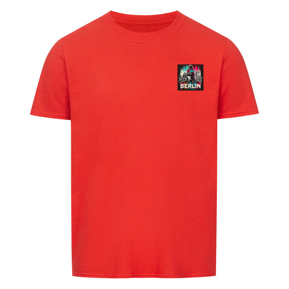 Red Berlin Shirt Unisex with a stylish double-stitched collar and graphic design on the chest.