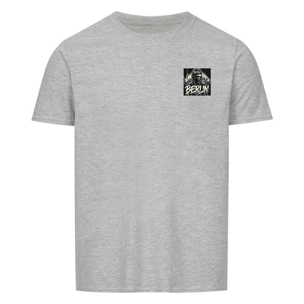 Berlin Shirt Unisex in heather grey with printed graphic; classic fit, 100% cotton.