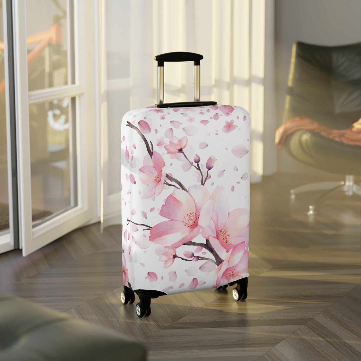 Stilvolle Kofferhülle mit Blumenmotiv – Schutz & Eleganz