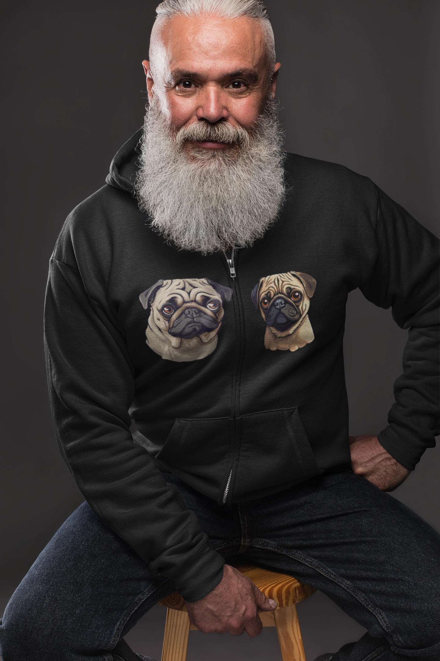 Echte Möpse vorn Reisverschluss  Hoodie bis 5 XL