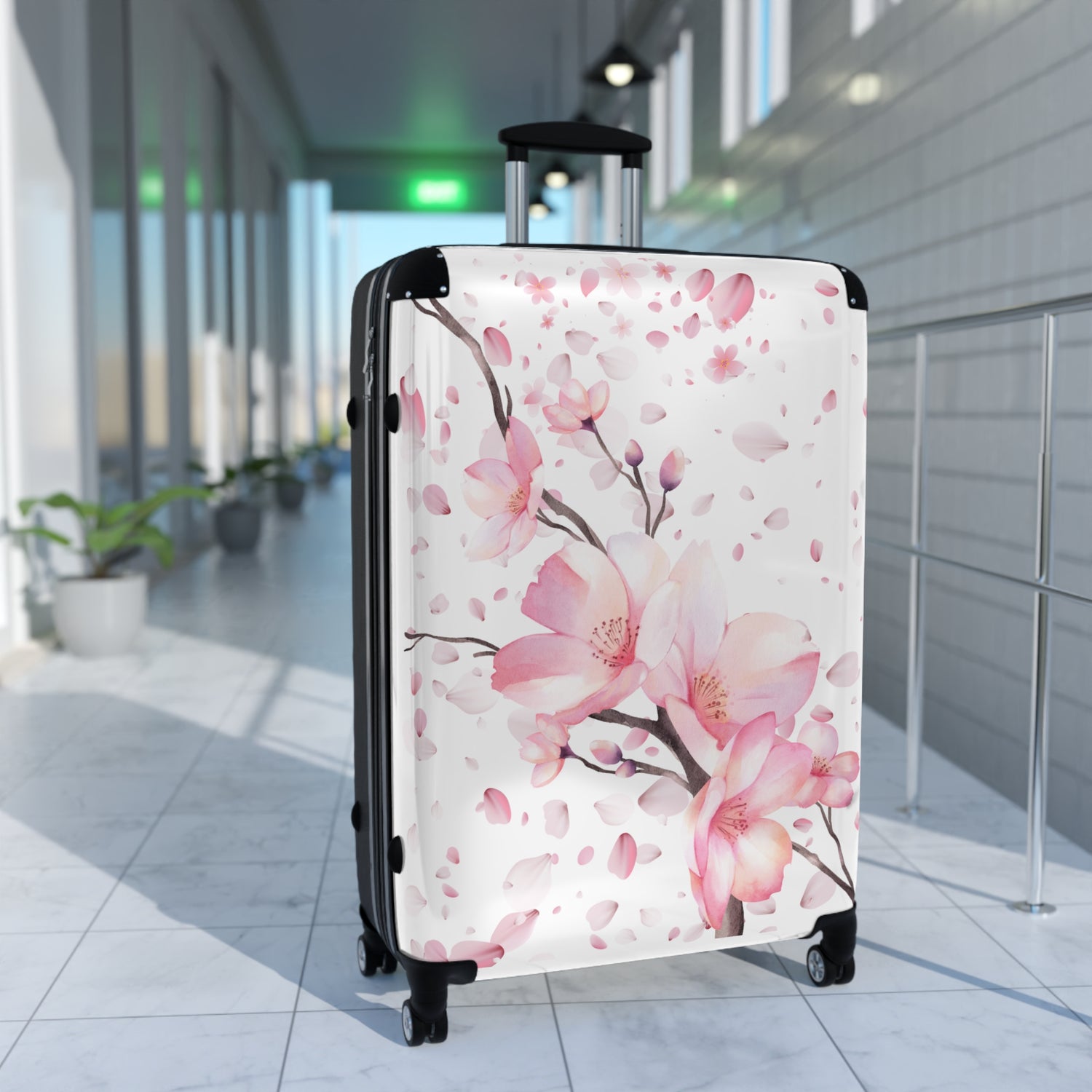 Eleganter Reise-Koffer – 360° Rollen, Blüten-Design, Robust