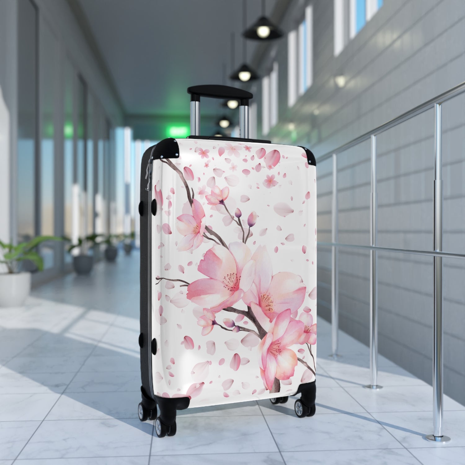 Eleganter Reise-Koffer – 360° Rollen, Blüten-Design, Robust