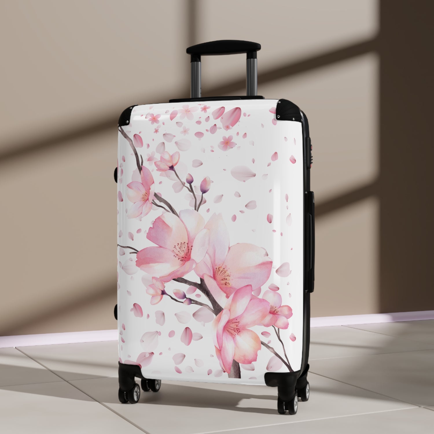 Eleganter Reise-Koffer – 360° Rollen, Blüten-Design, Robust