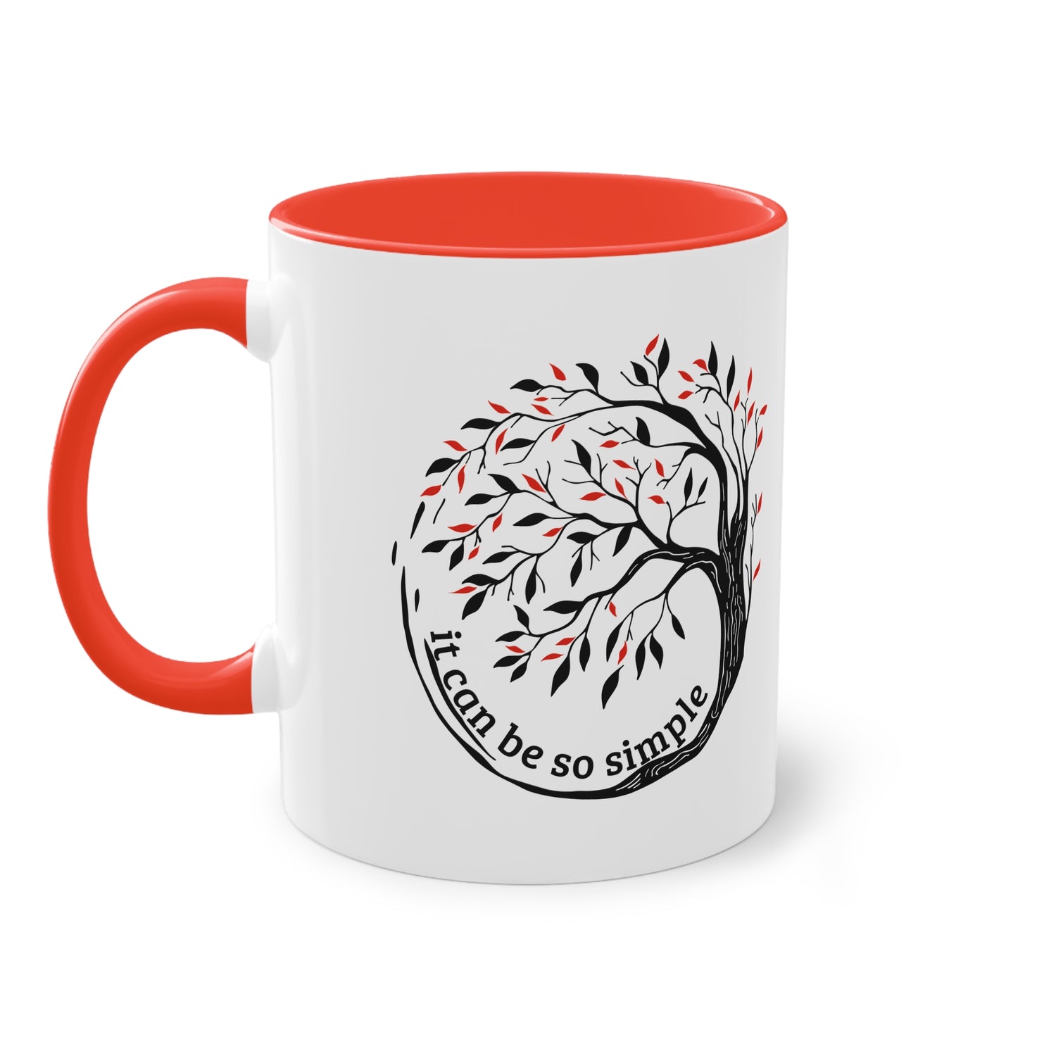 Elegante Keramiktasse – Baumdesign, zweifarbig, 11oz / 0.33 l