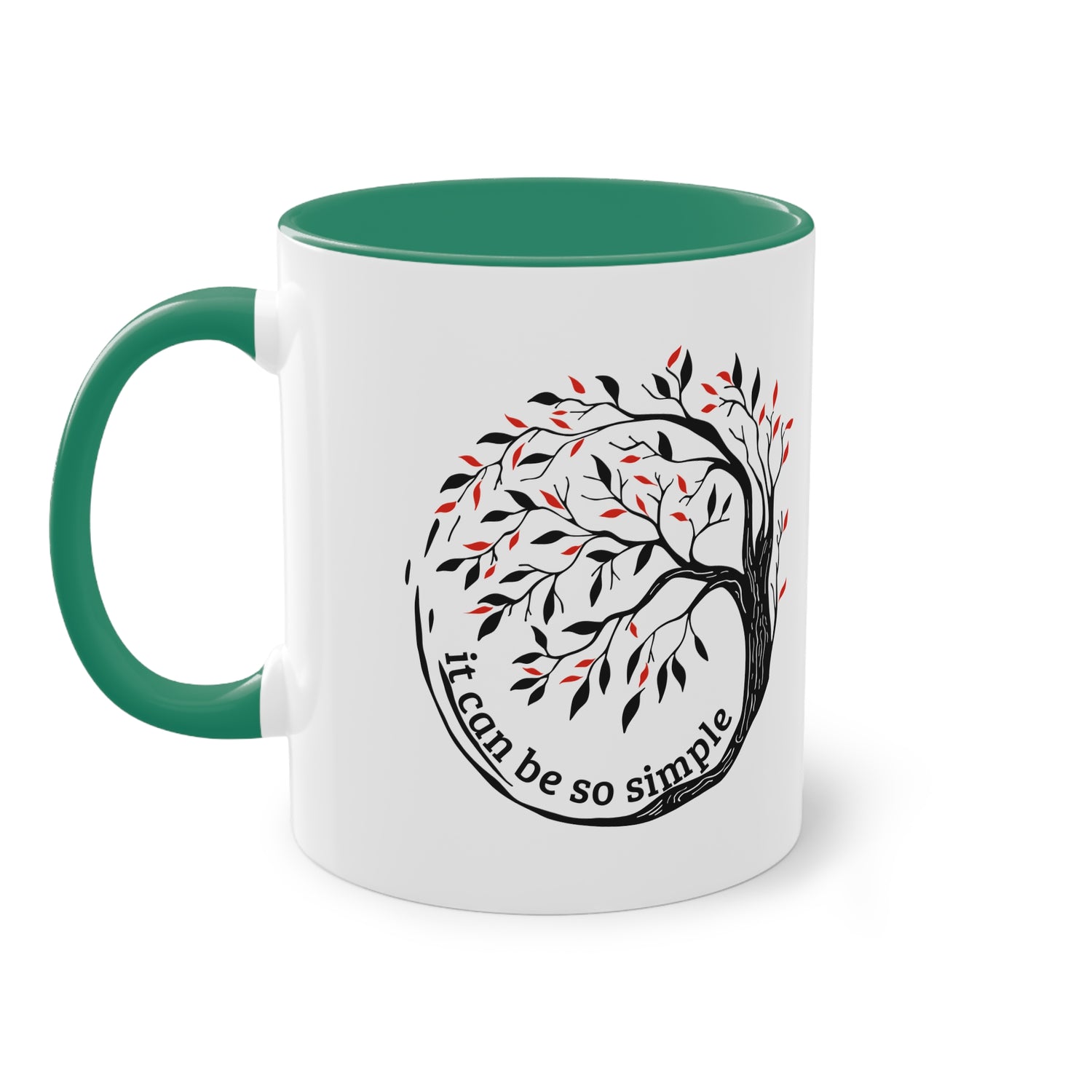 Elegante Keramiktasse – Baumdesign, zweifarbig, 11oz / 0.33 l