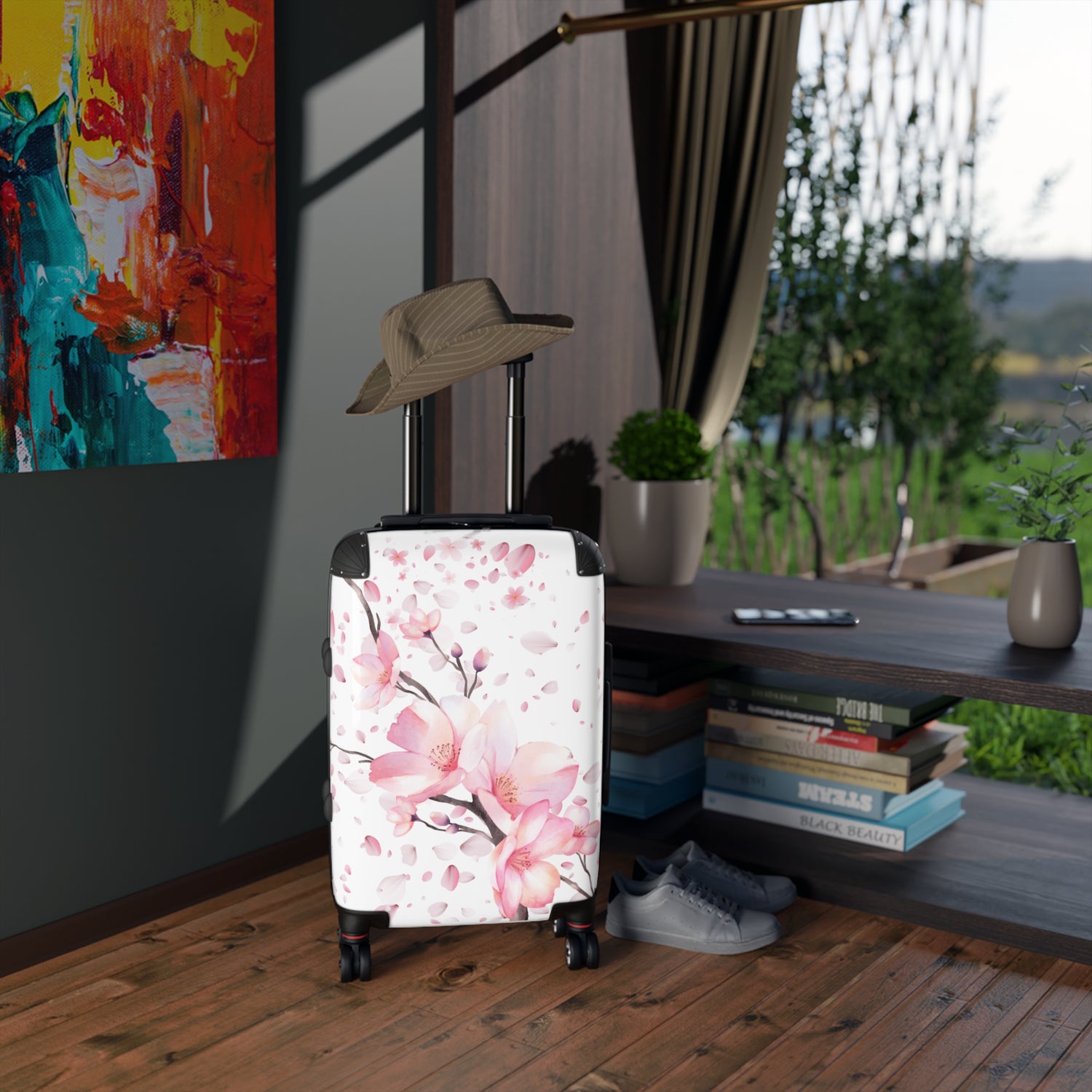 Eleganter Reise-Koffer – 360° Rollen, Blüten-Design, Robust