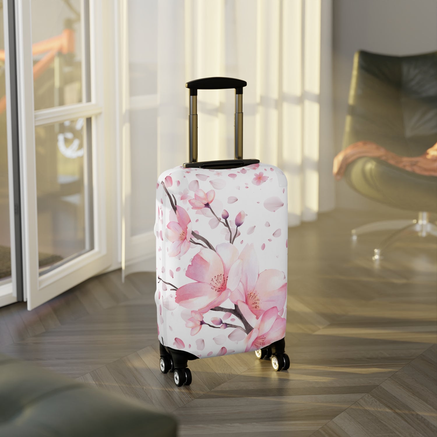 Stilvolle Kofferhülle mit Blumenmotiv – Schutz & Eleganz