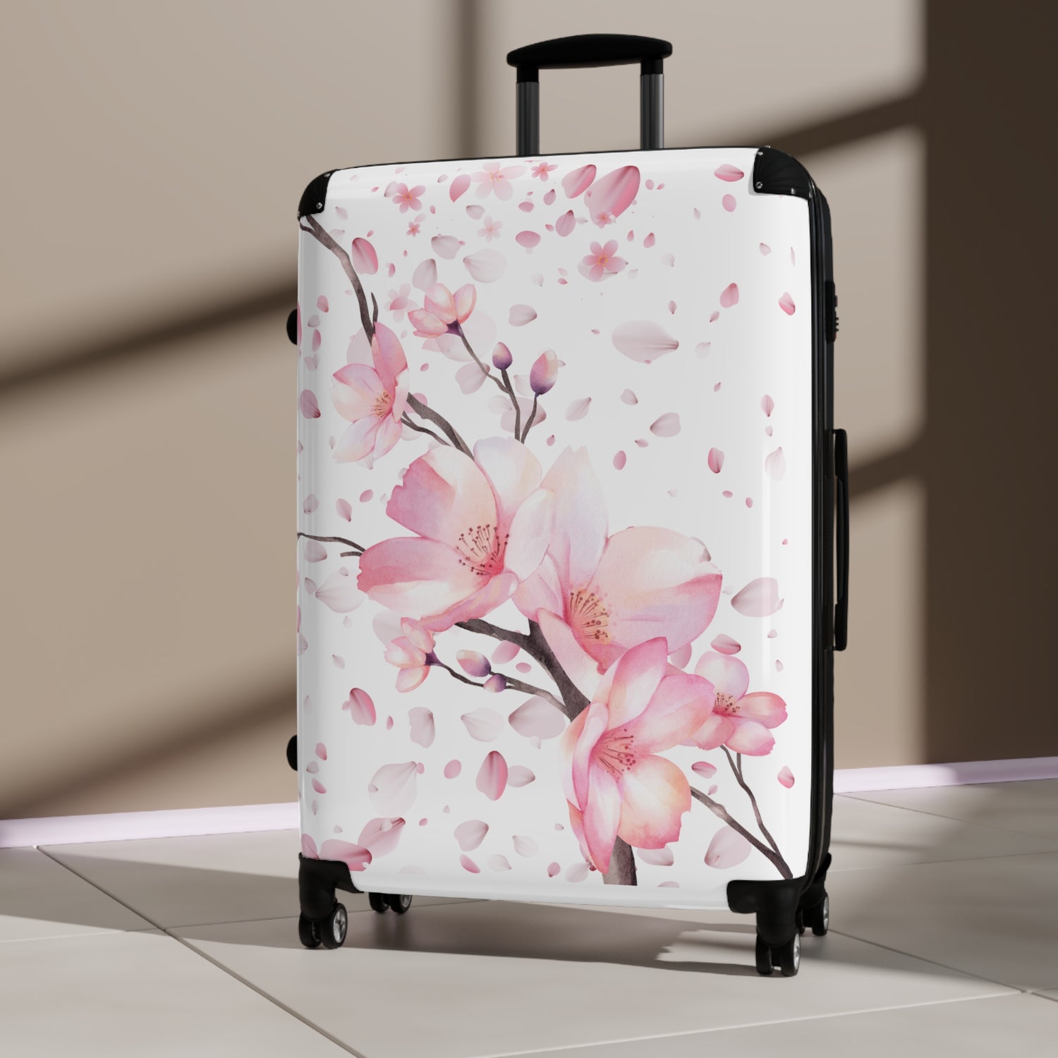 Eleganter Reise-Koffer – 360° Rollen, Blüten-Design, Robust