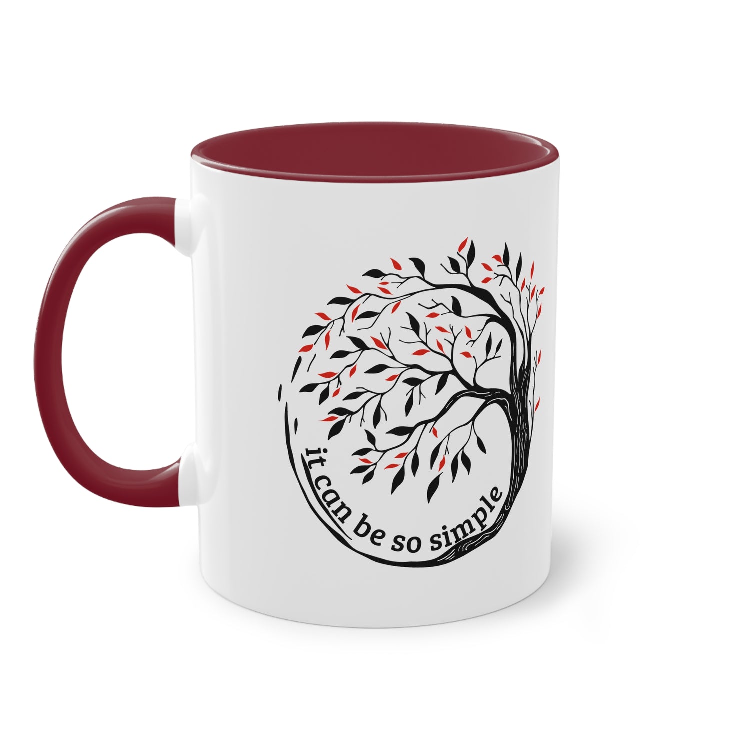 Elegante Keramiktasse – Baumdesign, zweifarbig, 11oz / 0.33 l