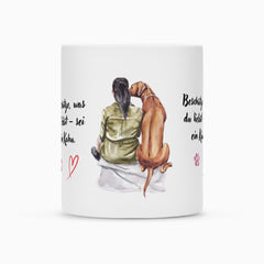 Klassische Keramiktasse mit Duraglaze-Beschichtung, hawaiianisches "Kahu"-Design.
