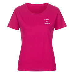 Klassisches Damen-T-Shirt in pink, 100% Bio-Baumwolle, mit Schriftzug "It could be so simple"