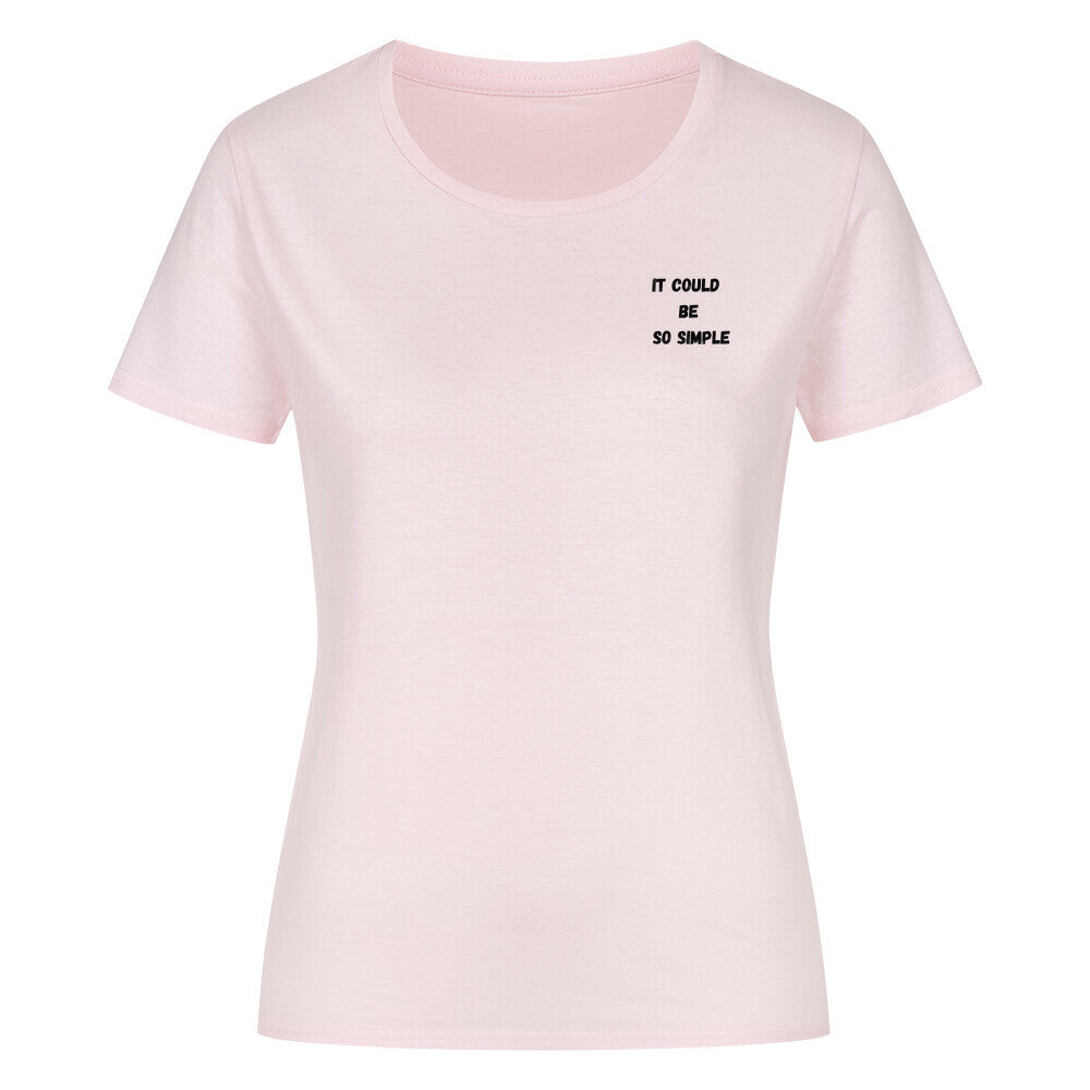Klassisches Damen-T-Shirt aus 100% Bio-Baumwolle in Rosa mit Aufdruck 
