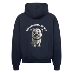 Unisex Hoodie "Kein Leinenzwang für mich" with zipper and pug graphic, 100% cotton.