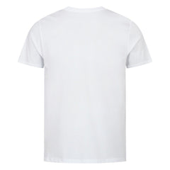 Frisbee unisex shirt in white, back view, made from organic cotton.