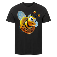 Frisbee unisex shirt, black, featuring a playful bee graphic.