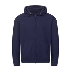 Unisex Zipper Hoodie in navy blue, oversized fit, premium quality, 100% cotton, large hood, made in Türkiye.