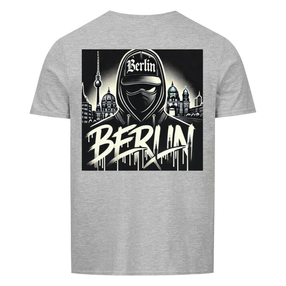 Berlin Shirt Unisex with graffiti-style Berlin design on the back, classic fit, 100% cotton.
