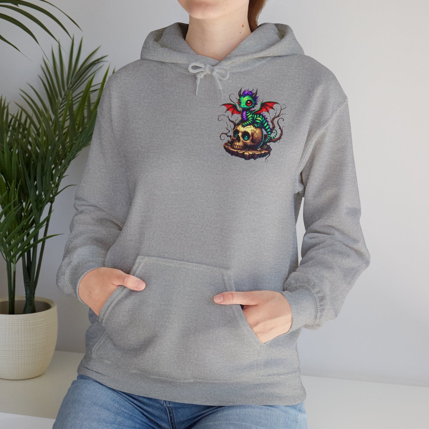 Drache mit Totenkopf Unisex Hoodie Sweatshirt